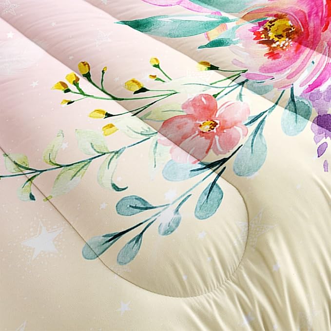 CVHOUSE Butterfly Comforter Set,Floral Butterfly Bedding Set for Girls Kids Teens,Flower Butterflies Comforter Butterflies Duvet Set Room Decor Quilt Set Twin Size