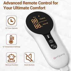 Comfytemp Heated Mattress Pad Twin Size, Foot Temp Diff Design & Preheat Function & Smart Downshift, Water-Resistant Bed Heater - 12 Heat & Timers Settings, Non-Slip Mattress Pads