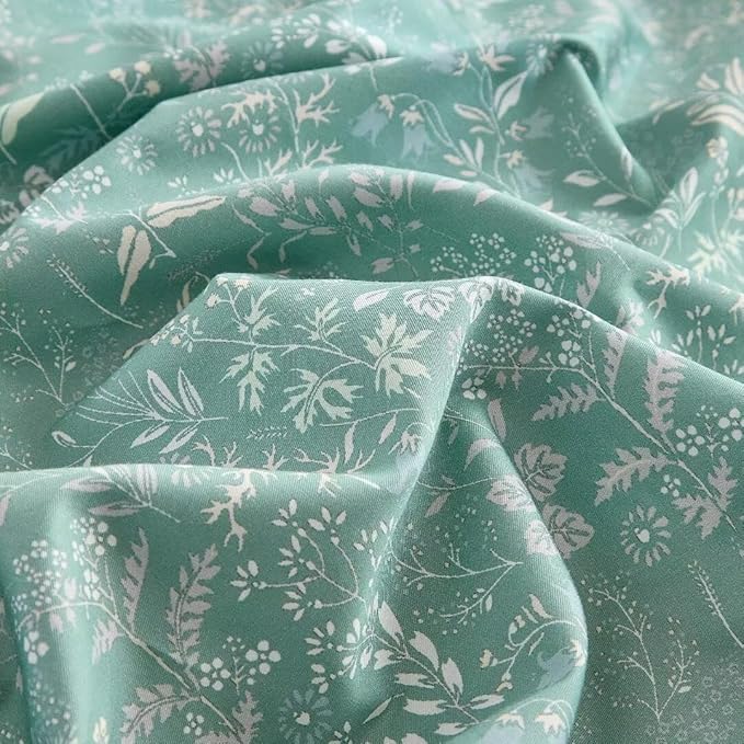MKXI Vintage Style Comforter Set King Size Wildflower Comforter Set Floral Bedding Set Green Floral Duvet Comforter Microfiber Bed Set Soft Reversible Design Farmhouse Comforter