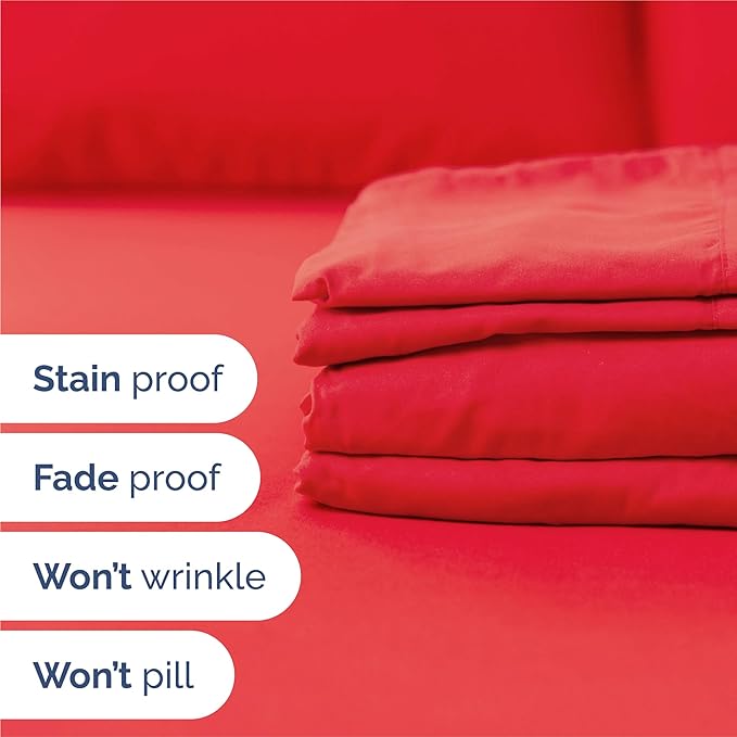 King 6 Piece Sheet Set - Cooling and Breathable Bed Sheets - Hotel Luxury Bed Sheets for Women, Men, Kids & Teens - Comfy Bedding with Deep Pockets & Easy Fit - Soft and Wrinkle Free - King Red Sheets