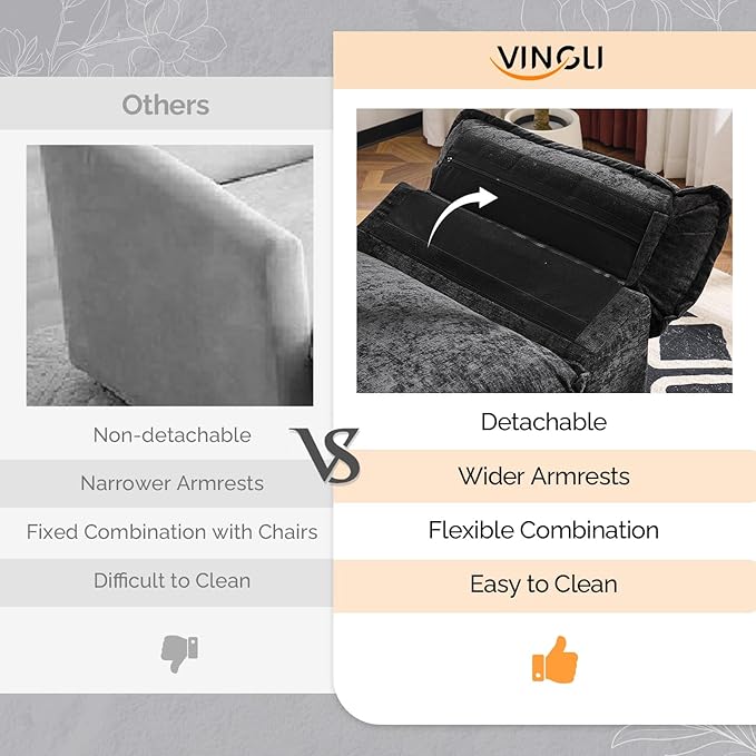 VINGLI Cloud Black Single Chair with Armrest