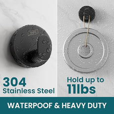 TAILI Stylish 304 Stainless Steel Bathroom Suction Hooks for Towel, Bathrobe, Loofah, No Damage Hanging Glass Shower Wall Hook, Patented Strong Suction Cup Holder, Hold Up to 11 Lbs, I-Cylinder Black