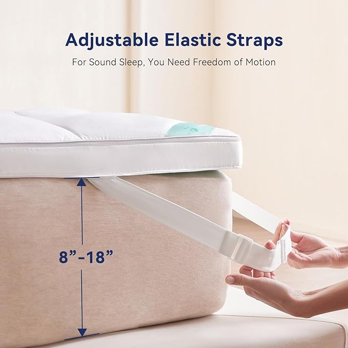 Dual Layer 2 Inch Memory Foam Mattress Topper Queen Size, 1.5 Inch Cooling Gel Memory Foam and 0.5 Inch Goose Down Fibers Mattress Pad Cover for Pressure Relieving(60"x80")