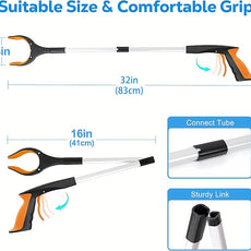 Grabber Reacher Tool - 32” Extra Long Foldable Gripper and Reaching Tool - Heavy Duty Pick Up Stick Grabbers for Seniors, Trash, Surgery Recovery Must Haves Gifts (Orange*2pc)