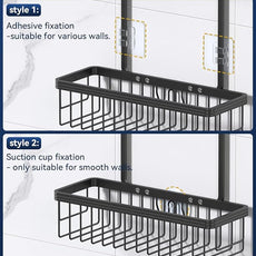 YASONIC Shower Caddy Hanging, Never Rust Shower Organizer Hanging, Aluminum Shower Racks for Inside Shower with Hooks for Razor, Bathroom Organizers and Storage with Soap Holder, Black