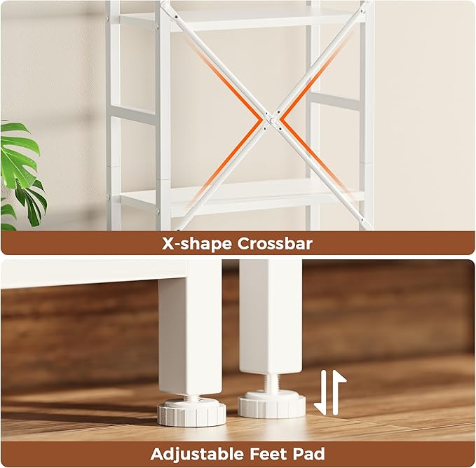 SUPERJARE Triple 6 Tier Bookshelf, Bookcase with 17 Open Display Shelves, Wide Book Shelf Book Case for Home & Office, White