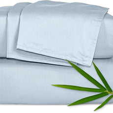 Pure Bamboo Full Sheets, Genuine 100% Organic Viscose Derived from Bamboo Bed Sheet Set, Luxuriously Soft & Cooling, Double Stitching, 2 Year Quality Promise (Full, Glacier)