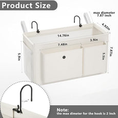 Bedside Caddy Bedside Organizer with Fixed Straps & Water Bottle Holder, Bunk Bed Caddy ideal for Home, Dorm, Hospital, Crib, Versatile Bedside Storage Solution (White 2pcs)