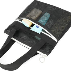 Mesh Shower Caddy Portable with Zipper & 2 Pockets - Quick Dry Shower Caddy Hanging for Travel Gym Camp Beach - Organizer Bag Bathroom Essentials for College Dorm