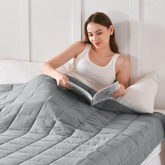 Topblan Weighted Blanket Queen Size 15lbs, Soft Cooling Weighted Blanket for Adults, Breathable Heavy Microfiber with Glass Beads Warm Blanket for Sofa Bed All Season, 60 x 80 inches, Grey