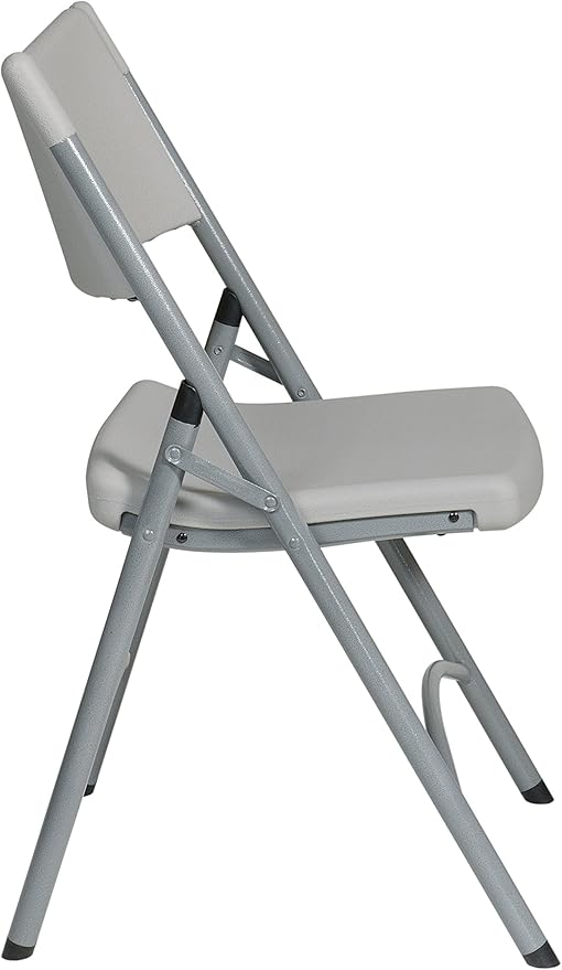 Office Star Resin Furniture for Indoor or Outdoor Use, 4-Piece Set, Curved Seat Folding Chairs Light Gray