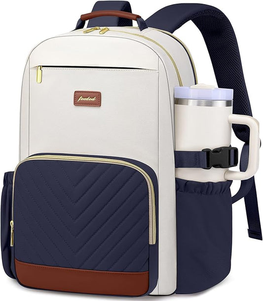 Laptop Backpack for Women Bookbag: 15.6 inch Work School Backpacks with Pouch Pocket for Large Capacity Cup & USB Charger College Book Bag Travel Business Nurse Teacher Bookbags Anti-theft Back Pack