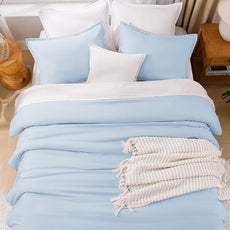 Litanika Comforter Set, Lightweight Solid Bedding Comforter Set, Fluffy Down Alternative Bed Set, Light Blue, Full