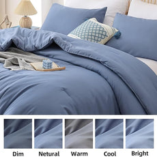 ROSGONIA Comforter Full Size for Girls Boys Teens Slate Blue, 3pcs (1 Blue Comforter & 2 Pillowcases) Lightweight Dorm Bedding Full Size
