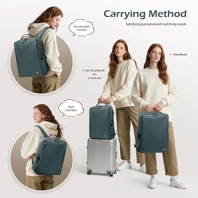 GOLF SUPAGS Stylish Laptop Backpack for Women Airline Approved Perfect for Work College and Travel Multi-Functional Casual Daypack Fits 15.6 Inch Notebook (Atrovirens)