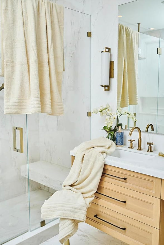Luxury Bath Sheets, 2 Piece Extra Large Bath Sheets (40x65 Inches), Highly Absorbent, Quick Dry, Premium, and Plush Bath Sheets, 100% Organic Turkish Cotton Towels for Bathroom (Beige)