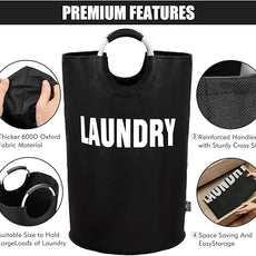 DOKEHOM 160L XX-Large Laundry Basket (7 Colors), Collapsible Laundry Bag, Foldable Laundry Hamper, Folding Washing Bin (Black, XXL)