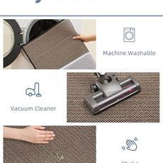 PADOOR Non-Slip Bath-Mats, Rubber-Backing Braided Absorbent Bathroom Mat, Machine Washable, Thin Bathroom Rugs Fit Under Door, Quick Dry, 20''x32'' Black