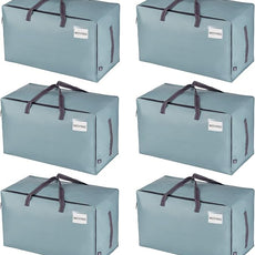 VENO 6 Pack Moving Bags and Large Christmas Decoration Storage Bins with lids. Alternative to Moving Boxes, Packing Supplies for College. Heavy Duty Totes (Light Blue Matte, 6 Pack)