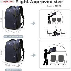 Swissdigital Design Travel Laptop Backpack for Men and Women, 35L Expandable Large Business Backpack with USB Charging Port for Fits 17 Inch Notebook, Blue | SD1671-12