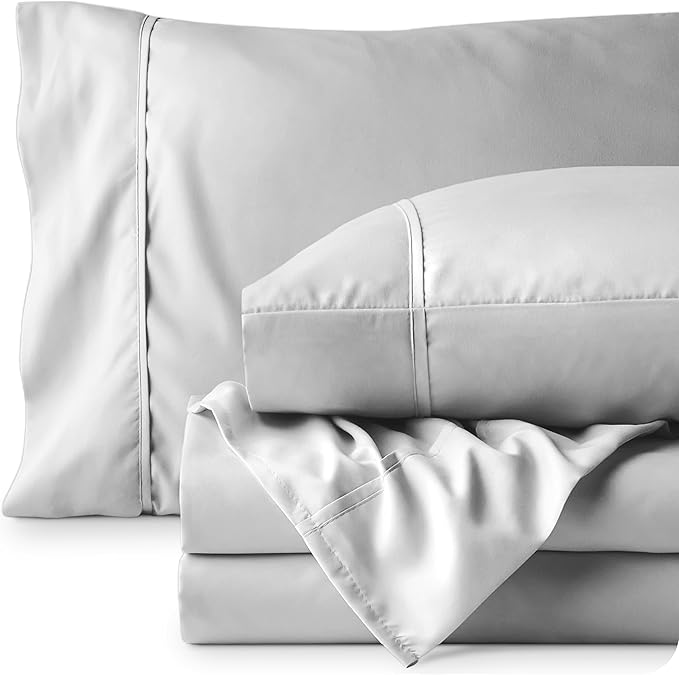 Bare Home Full Sheet Set - Luxury 1800 Ultra-Soft Microfiber Full Bed Sheets - Double Brushed - Deep Pockets - Easy Fit - 4 Piece Set - Bedding Sheets & Pillowcases (Full, Cloud Grey) BareHome