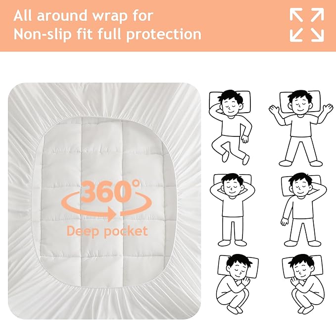 Twin Size Mattress Toppers, Mattress Pad Cover for Back Pain,Cooling Mattress Protector with 8-15" Inch Deep Pocket,Quilted Overfilled Down Alternative Filling 39x78 inch, White