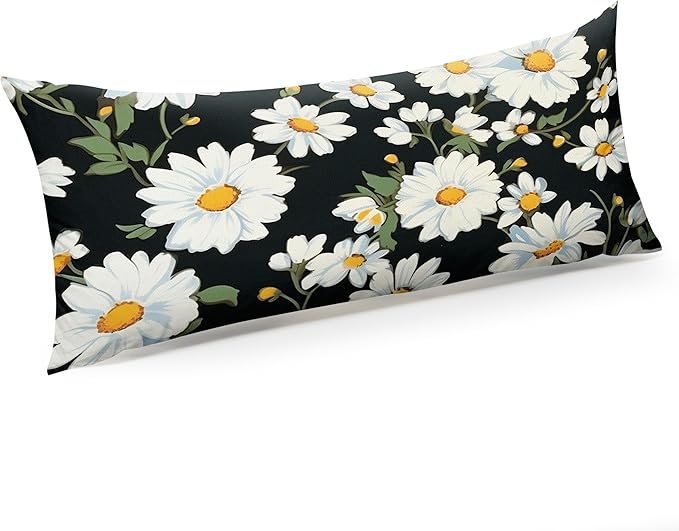 Microfiber Body Pillow Cover with Hidden Zipper,Comfortable Fabric,Floral Print Pattern Body Pillow Case,Lightweight and Breathable,The Size is 20 "X 54"(05-Little Daisy)