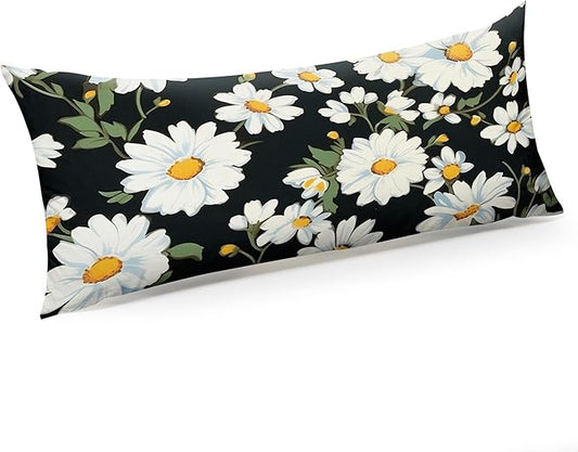 Microfiber Body Pillow Cover with Hidden Zipper,Comfortable Fabric,Floral Print Pattern Body Pillow Case,Lightweight and Breathable,The Size is 20 "X 54"(05-Little Daisy)