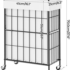 Slim Laundry Hamper, 60L Laundry Basket with Wheels, Clothes hamper with Removable Liner Bag