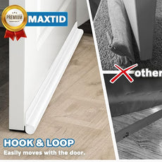 MAXTID Easy to Install 32 Inch Door Draft Stopper - White Foam and Polyester Door Seal