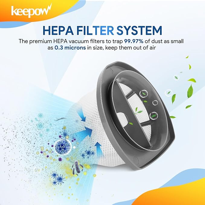 KEEPOW 2033 Vacuum Filter Compatible with Bissell Featherweight Stick Lightweight Bagless Vacuum 2033, 20331, 20333, 20336, 20339, 2033M (6-Pack)
