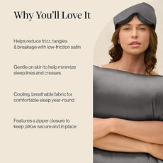 Kitsch Satin Pillowcase with Zipper for Hair & Skin, Softer Than Silk Pillow Cases Queen Size Set of 2, Wrinkle-Free, Smooth and Cooling Satin Pillow Covers, Standard Size 19