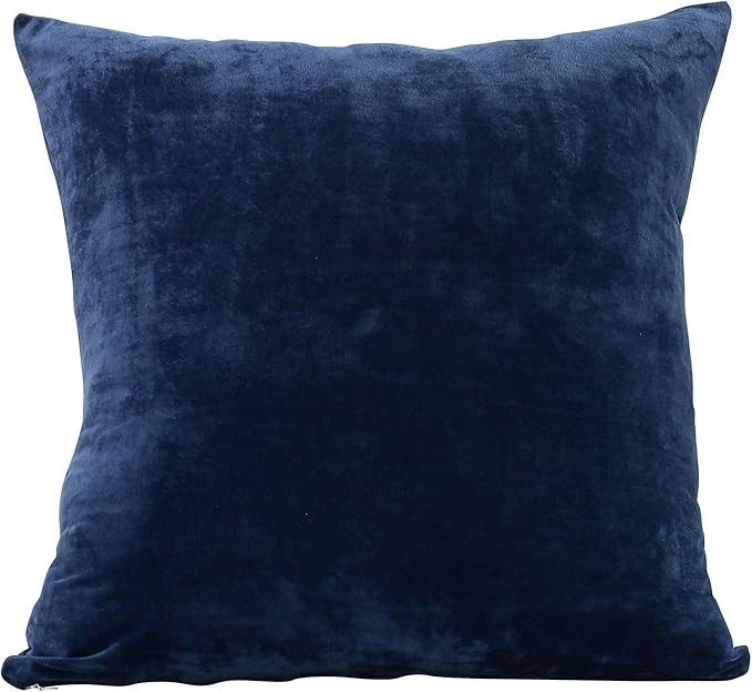 EVOLIVE Soft Micromink, Faux Fur, Faux Velvet Euro Sham Cover Pillowcase Replacement with Zipper Closure (26"x26" Euro Sham, Navy)