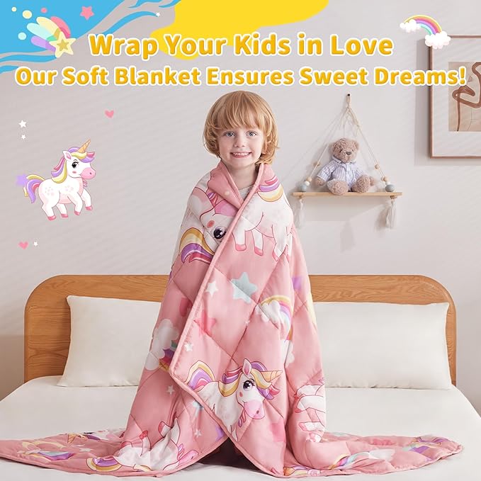 anfie Weighted Blanket Kids (36"x48" 5lbs) Weighted Blanket Cooling Blanket for Sleeping,Throw Size Breathable Blanket with Premium Glass Bead(Pink Unicorn)