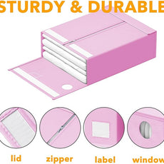 SpaceAid 9 Pack Bed Sheet Organizers and Storage, Foldable Sheet Organizer with Window for Linen Closet, Set Folder Keeper for Queen & King Size Bedding Storage (Pink)