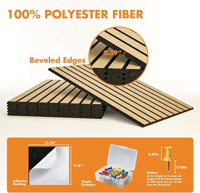 Cork Board Tiles for Wall with Push Pins, 48" x 24" Aesthetic Bulletin Board Sets, Self-Adhesive Pin Board | Magrowill 6 Packs Felt Panels for Office Home Classroom Dorm, Deep Camel with Black Base