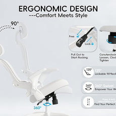 TRALT Office Chair - Ergonomic Office Chair with Back Support, Computer Chair - Home Office Desk Chairs, 330lbs Wide Seat Big and Tall Office Chairs with Headrest, Comfy Desk Chairs (White)