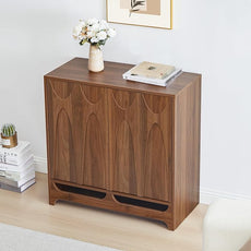 Sideboard Buffet Cabinet with Storage Set of 2, 63” Mid Century Modern Storage Cabinet with Adjustable Shelf and 4 Doors for Dining Room, Living Room,Entry