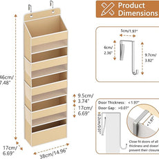 1 Pack 5-Tier Over the Door Organizer, Heavy-Duty Large Deep Pocket Hanging With 5 Large Front & 6 Side Pockets With for Pantry, Kitchen, Bathroom, Dorm, Beige