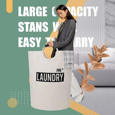Caroeas Super Large 150L Laundry Basket Pro, Waterproof Laundry Hamper, Collapsible Laundry Basket Easy Storage, Clothes Hamper Stands Up Well, Laundry Bag with Padded Handles (Beige)