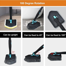 Long Handled Scrub Brush for Shower,3-in-1 Cleaning Brushes with 3 Different Function Cleaning Heads Brush for Shower Cleaning Bathroom Kitchen Walls Tub Tile (Black)
