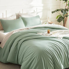 Litanika Comforter Set, Lightweight Solid Bedding Comforter Set, Fluffy Down Alternative Bed Set, Sage Green, Super King Plus