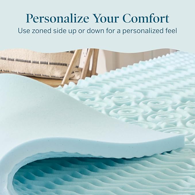 LUCID 2 Inch Zoned Gel Memory Foam Mattress Topper, King