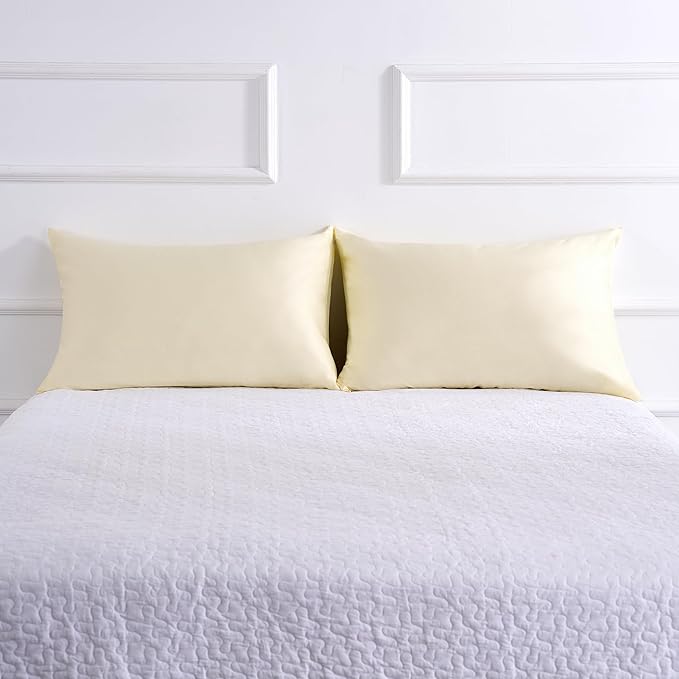 Cotton Pillow Protectors/Cases King Size with Zipper 2 Pack Ivory Color,Cooling & Breathable Bed Pillow Protectors Set of 2 Pillow Cases Cover (King Size 20" x 40")