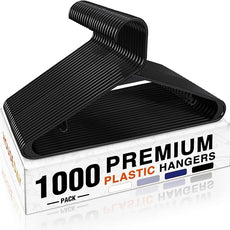 HOUSE DAY 1000 Pack Plastic Clothes Hangers, Commercial Bulk Shipment for Business, Sturdy Durable Lightweight Hanger Black Ideal for Retail Dry Cleaners Warehouses, Save Cost & Warehouse Space