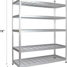 Amazon Basics 4000IBS Heavy Duty Adjustable Storage Shelving Unit, 5 Shelf, High-Grade Aluminum, Silver, 60 x 24 x 78 Inch