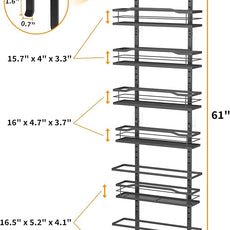 Moforoco 6-Tier Over The Door Pantry Organizer, Pantry Organization and Storage, Black Hanging Basket Cabinet Door Wall Spice Rack Shelves, Home & Kitchen Laundry Room Bathroom Essentials accessories