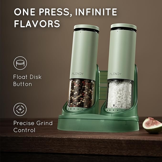 Electric Salt and Pepper Grinder Set Rechargeable, Automatic Salt and Pepper Grinder Set with Oversized Top Button, Stainless Steel Electric Salt and Pepper Shakers Set