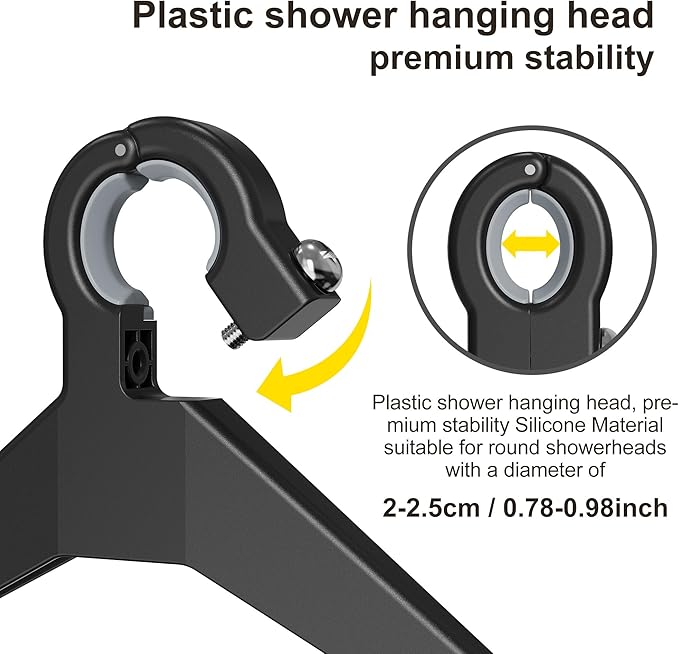 Orimade Adjustable Anti-slip Hanging Shower Caddy over Shower Head,Rustproof Bathroom Hanging shower Organizer with 4 Hooks for Razor,No Drilling Shower shelves Storage Rack,Black 4 Tier