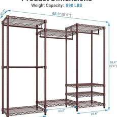 VIPEK V5 Portable Closet Wardrobe Heavy Duty Clothes Rack Metal Freestanding Clothing Racks, Adjustable Custom Closet Racks with 4 Hanging Rods & 8 Shelves, 68.9
